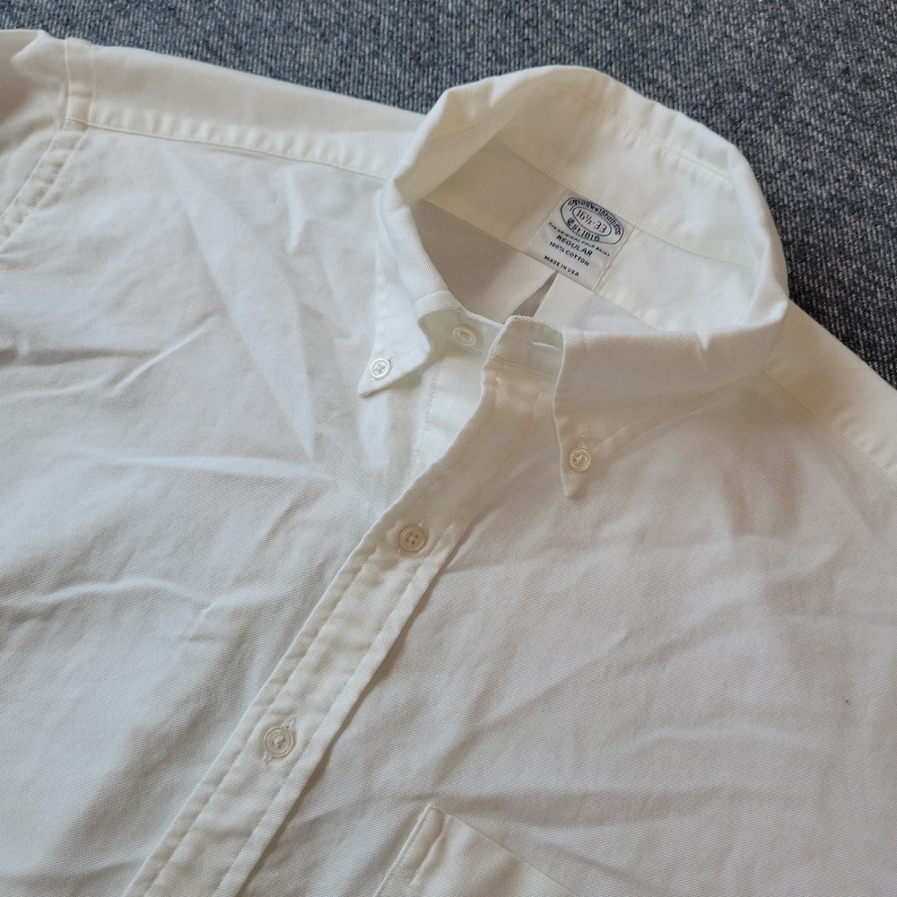 VTG Brooks Brothers Dress Shirt Men's 16.5 33 White Button Down OCBD Made in USA